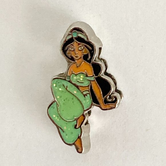 Vintage Disney Princess Jasmine Slider Charm Aladdin Signed Silver Tone Enamel - Picture 6 of 12